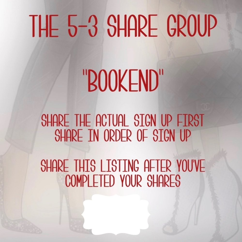Use This Listing To Bookend Shares. Use This After Completing Shares. - Picture 1 of 1